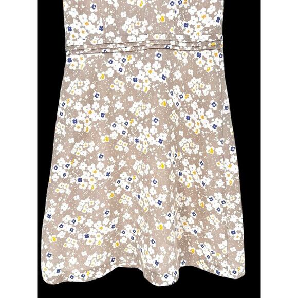 LL BEAN Women's Sleeveless V Neck Dress Linen Beige Floral Sz 6 Casual Beach - Picture 6 of 15